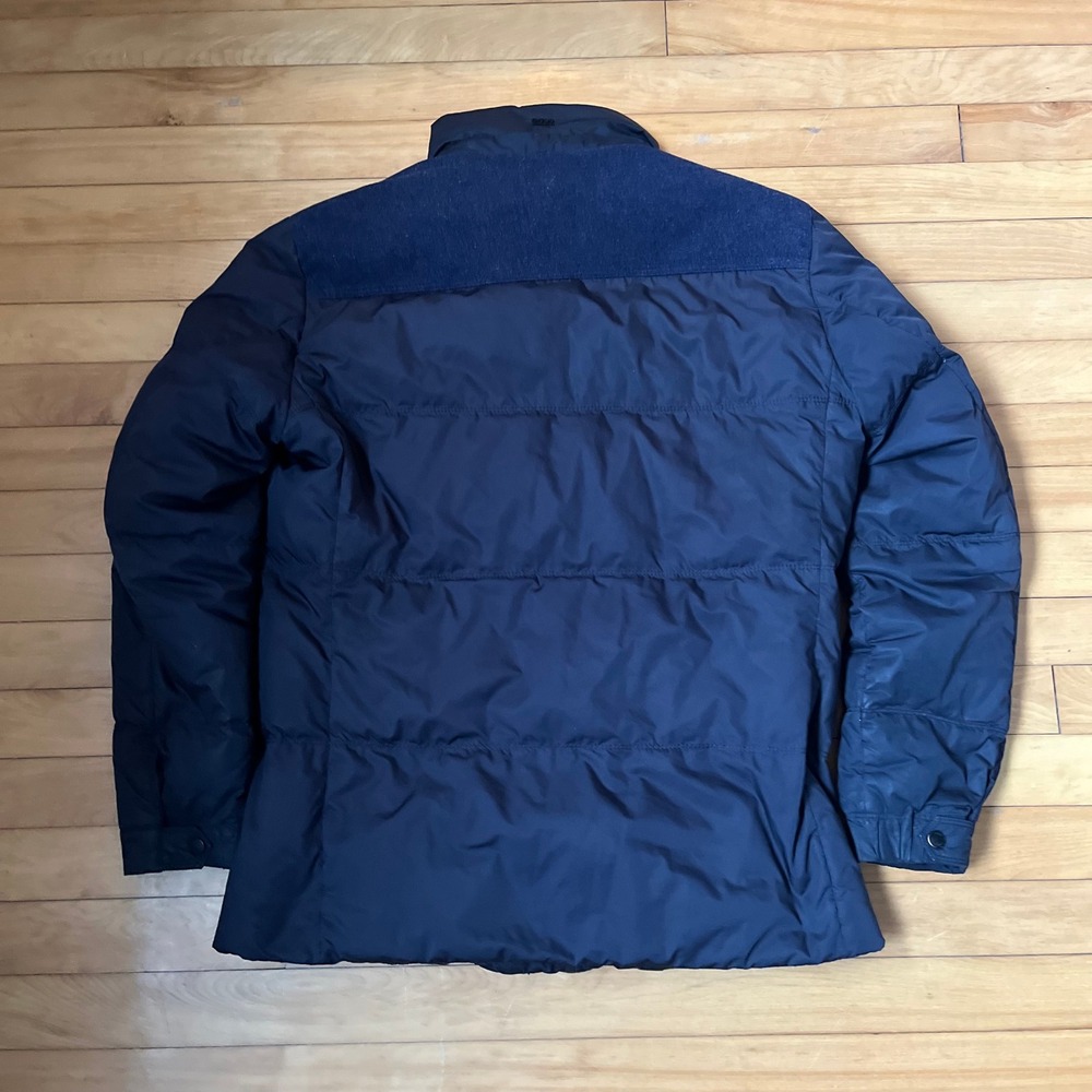 BOSS Hugo Boss Mens Navy Blue Mixed Media Toggle Puffer Jacket Coat Size M - Picture 8 of 9